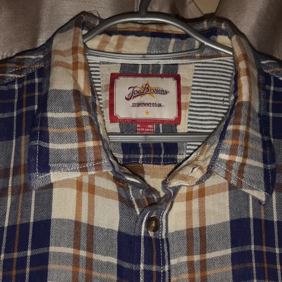 Blue & Beige Soft Cotton Flannel Joe Browns Shirt XXL Grunge Retro - Picture 5 of 9
